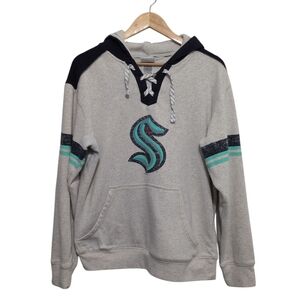 NHL Authentic Fan Apparel Seattle Kraken Lace Up Hoodie Sweatshirt Women Medium